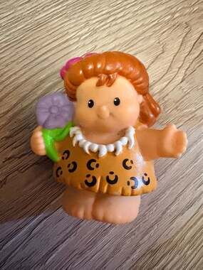 Fisher-Price Little People Cave Girl Cavewoman Figure with Purple Flower
